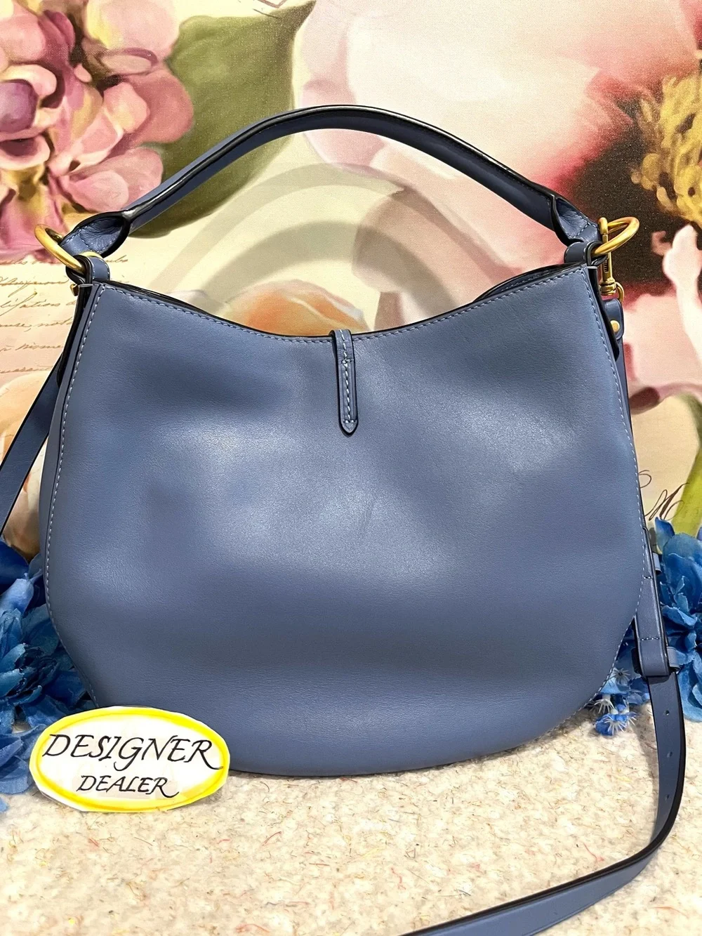 Tory Burch Small Miller Slouchy Hobo Crossbody Bag Pastel Blue